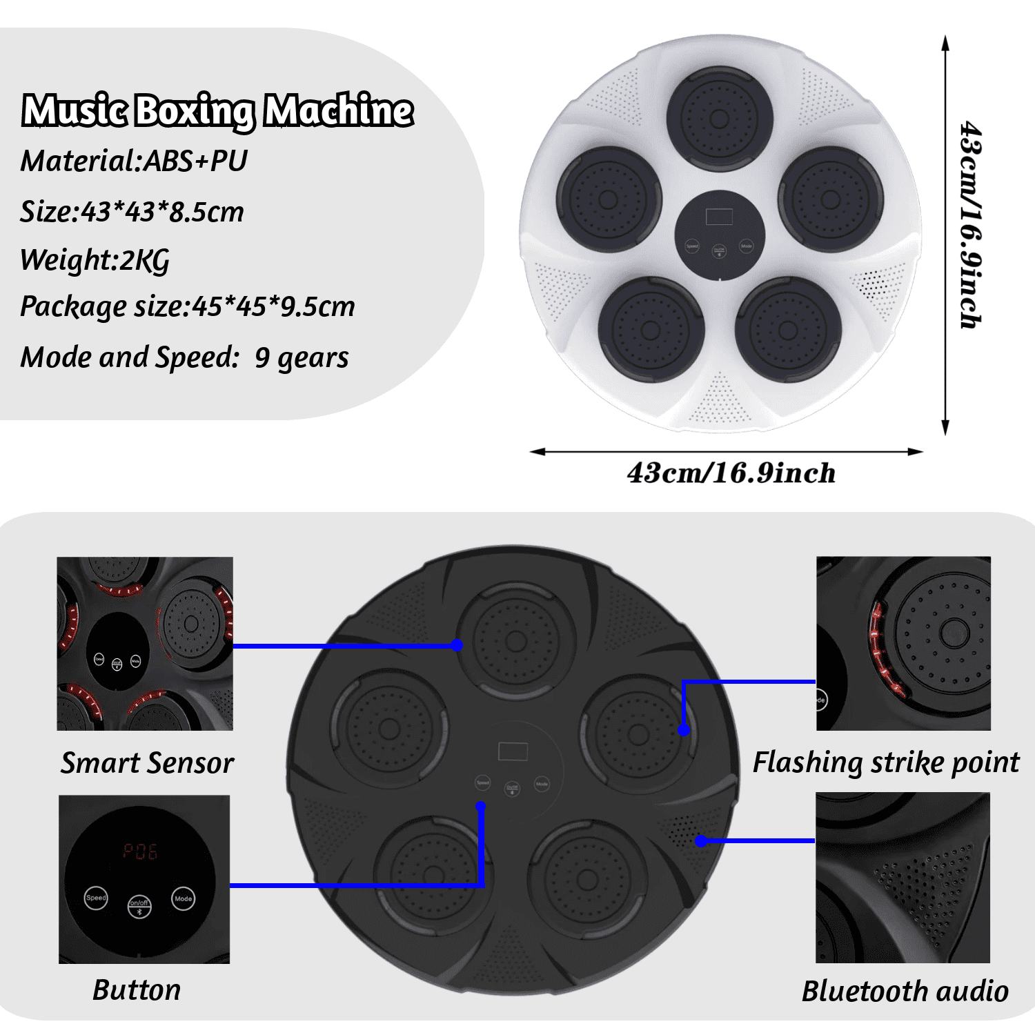 White OnePunch™ Music Boxing Machine V1 - OnePunch™